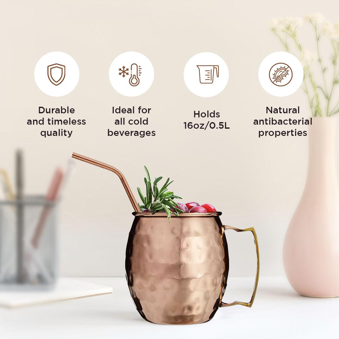 Pack of 04 Barrel Mugs + 04 Angled Straws (S)